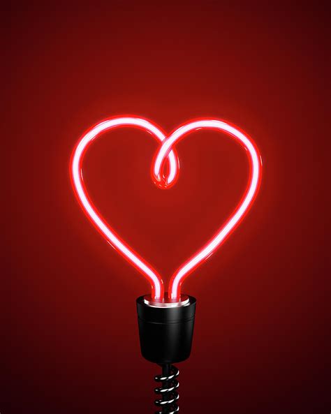 Red Heart Shaped Energy Saving Lightbulb By Atomic Imagery