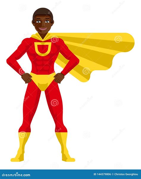 Black Super Hero Man Cartoon Stock Vector Illustration Of Cartoons