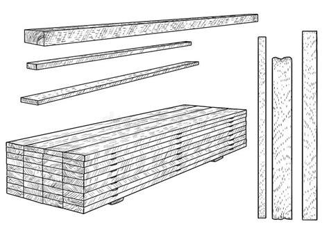 Wooden Boards Planks Illustration Drawing Engraving Ink Line Art