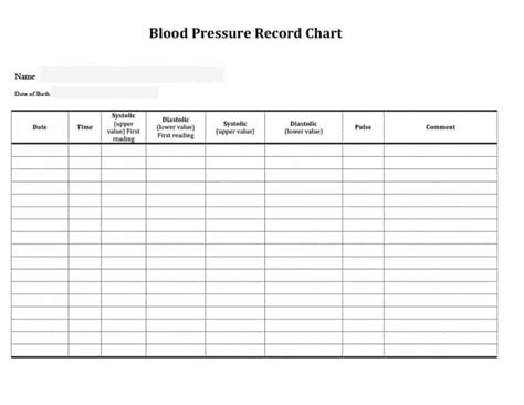 Blood Pressure Monitor Chart Printable Template Business Psd Excel