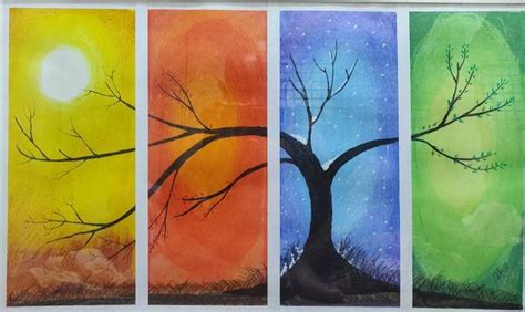 4 Seasons Painting Painting Seasons Art Easy Canvas Painting