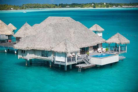 Water Bungalow Bora Bora St Regis Hotel Hut Tahiti Sea Atoll Beach