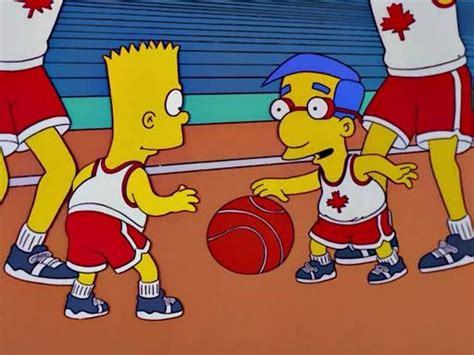 Bart And Milhouse Join The Canadian Basketball Team Tv Funny