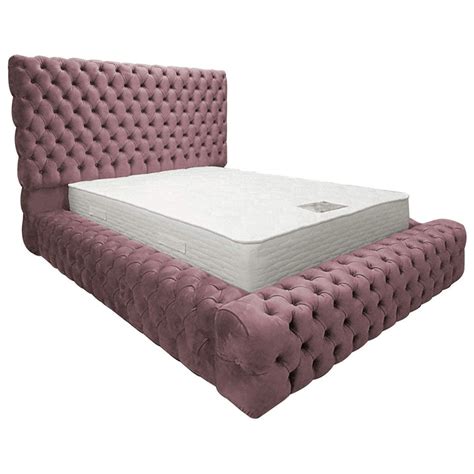 Dakota Pink Plush Velvet Bed Bedroom Furniture Beds Modern Beds