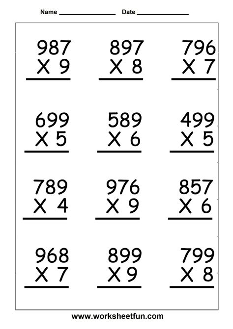 Free 5th Grade Multiplication Worksheets