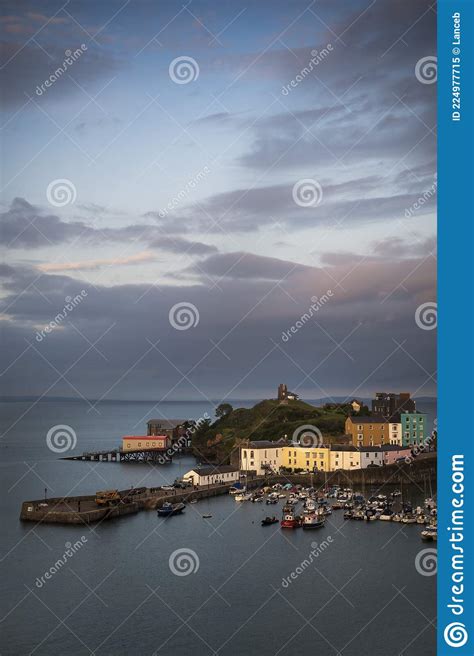 Tenby Harbour In Golden Light On Pembrokeshire Coast Editorial Image