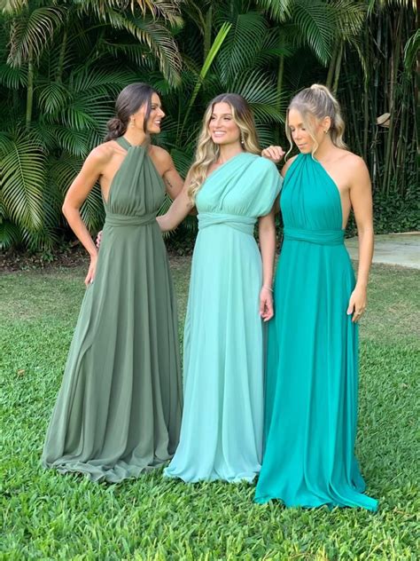 Tons De Verde Vestido Longo Madrinha Casamento Vestidos Vestido