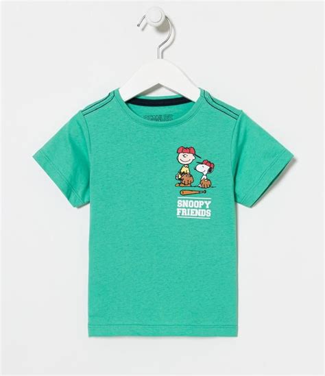 Camiseta Infantil Estampa Snoopy E Turma Tam 1 A 5 Anos Verde