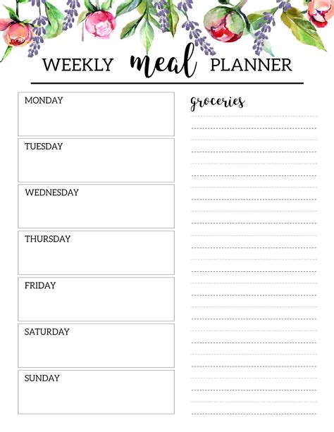 Pin By Laura Downing On Planificador Free Printable Meal Planner