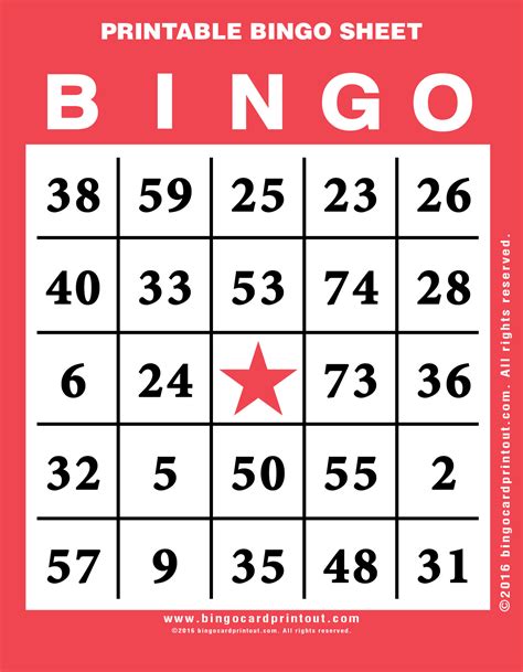 Bingo Printable Sheets