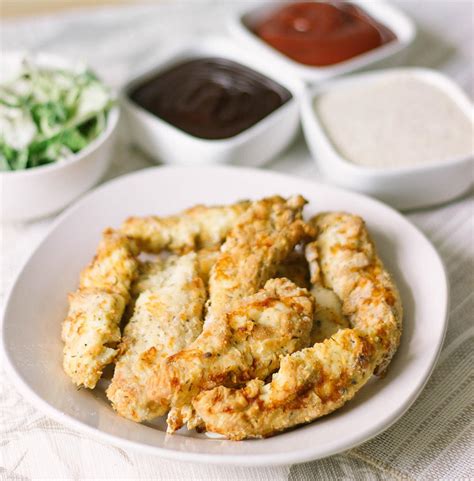 Air fryer chicken tenders recipe! Crispy Air Fryer Chicken Strips | FaveHealthyRecipes.com