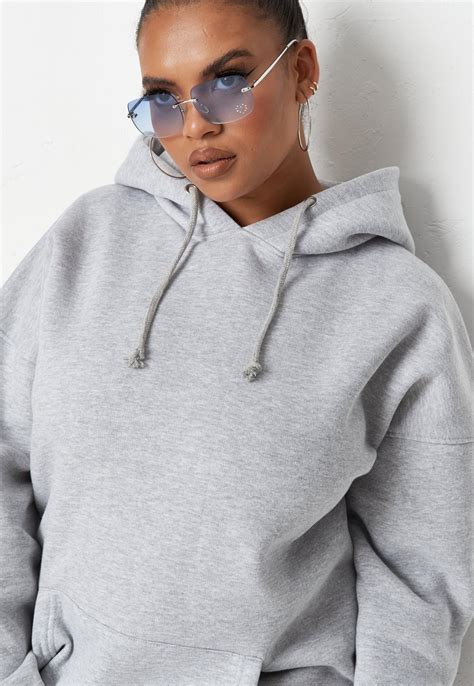 Plus Size Grey Marl Oversized Basic Hoodie Missguided