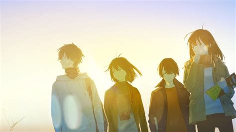 Wallpaper Anime Friends Sunlight Girls And Boys
