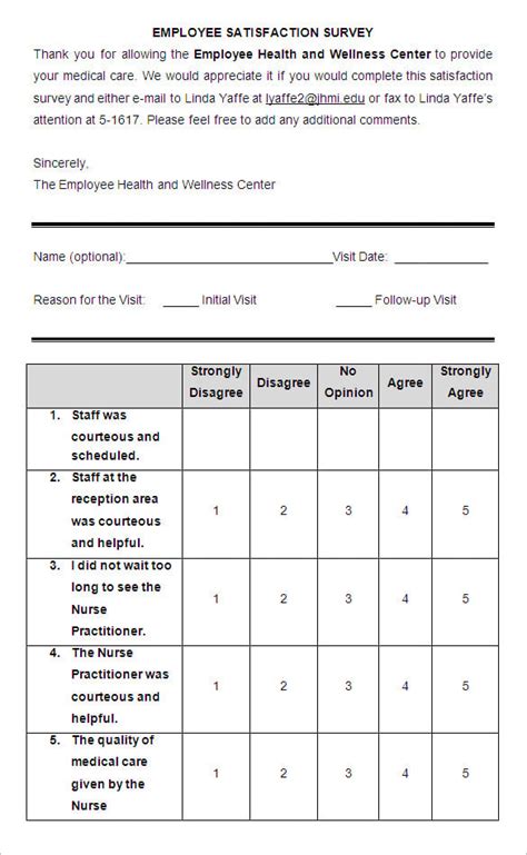 Printable Employee Satisfaction Survey Template Printable Templates