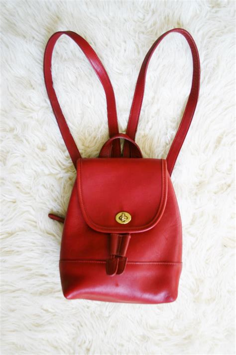 Wear a black leather small backpack purse to complete the outfit in a cute and attractive way. COACH Red Leather Mini Backpack Purse / vintage bags & purses
