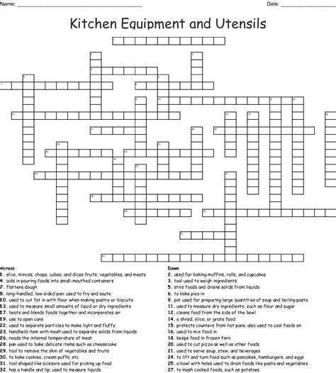 8 Images Kitchen Utensils Crossword Activity 1 Answers And Description