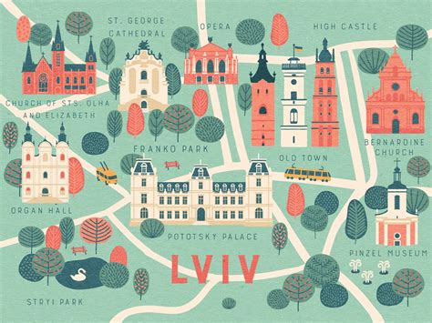 Lviv City Cartoon Map By Kseniia Lozytska On Dribbble