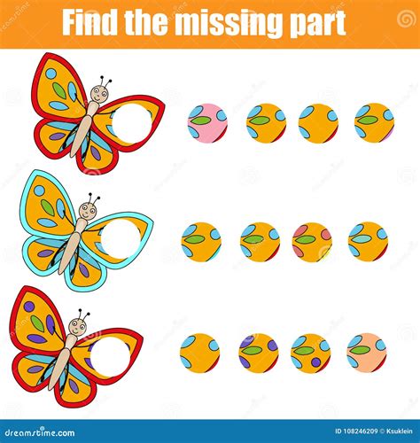 Matching Children Educational Game Find Missing Part Puzzle Activity