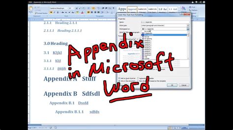 automated appendix  microsoft word youtube