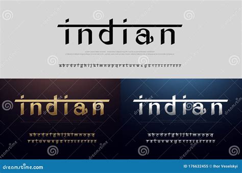 India Alphabet Font Silver And Gold Modern Traditional Indian
