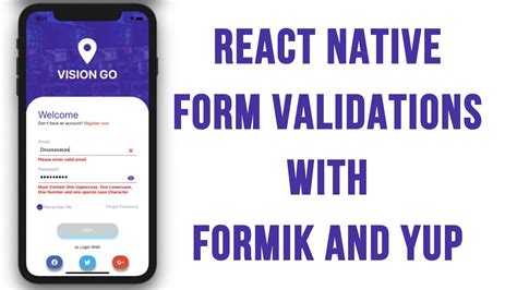 React Native Form Validation Tutorial With Formik Yup Youtube
