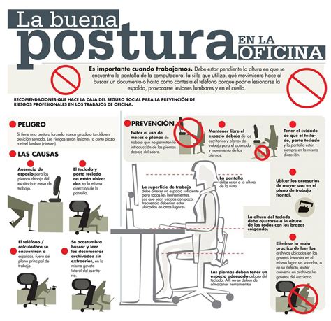 Infografía La Buena Postura En La Oficina Prevencionar México