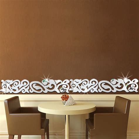 Removable Waist Mirror Wall Stickers Skirting Acrylic Home
