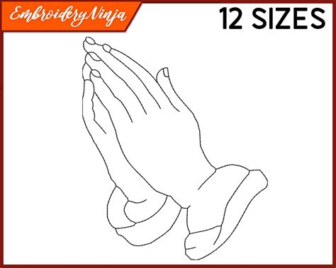 Praying Hands Redwork Machine Embroidery Design 12 Sizes Etsy