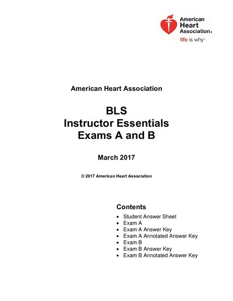 American Heart Association Bls Instructor Essentials Exams A And B