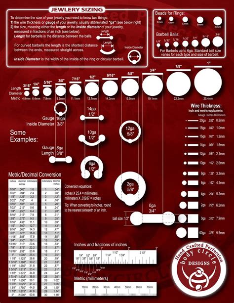 Piercing Jewelry Length Chart
