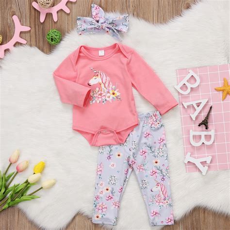 New Unicorn Newborn Baby Girl Outfit Clothes Tops Leggings Pants