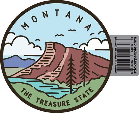 Montana Treasure State Round Color Sticker People