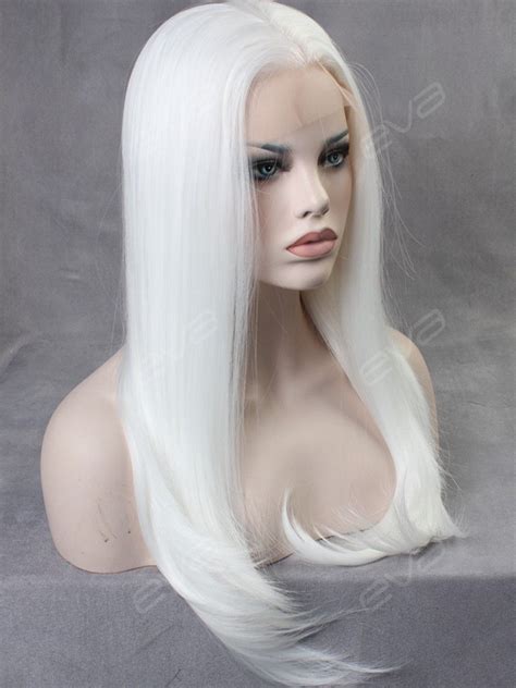 White Straight Long Synthetic Lace Front Wig Synthetic Lace Front Wigs Lace Front Wigs Lace