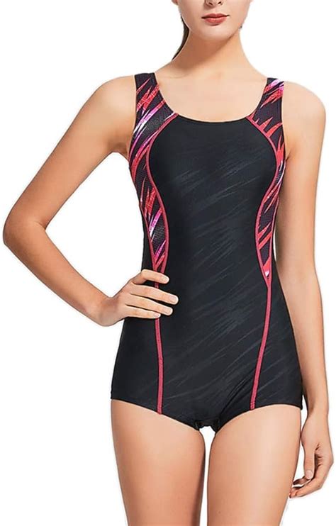 Womens Swimsuit One Piece Boyleg Swimming Costumes Sports Padded