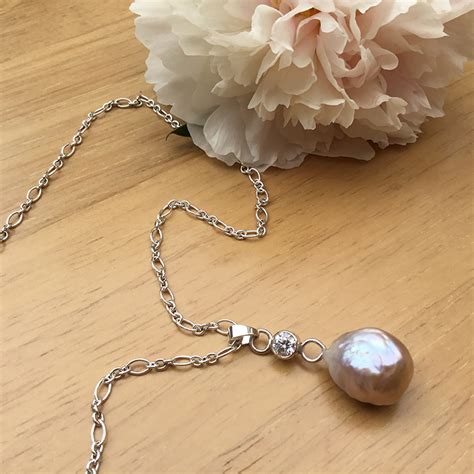 Omerta Jewellery Large Natural Baroque Pearl Pendant With Fancy Link