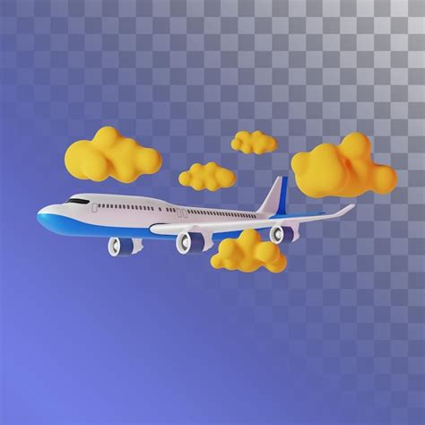 Avion Volant Avec L Illustration 3d De Nuage PSD Premium
