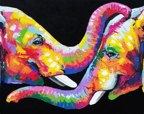 40 X 80 Cm Colorful Elephant Wall Decor Paintings Elephant Painting