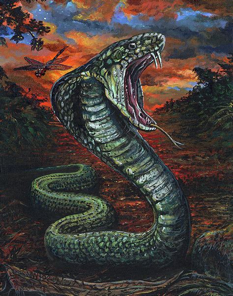 King Cobra Painting Painting By Mike Hrubovcak Fine Art America