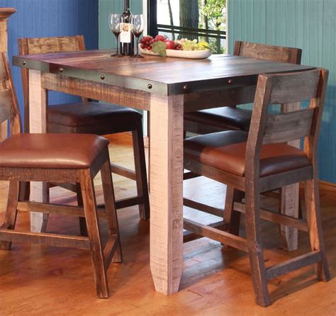 A handsome set, this one includes four counter height stools and matching table. Antique Multicolor Counter Height 42-Inch Dining Table ...