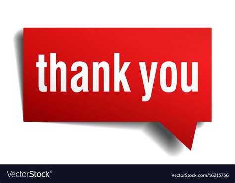 Thank You Red 3d Realistic Paper Speech Bubble Vector Image