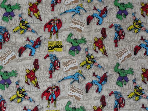 Marvel Super Heroes Comics Fabric 1 Yard By Trinketsintheattic
