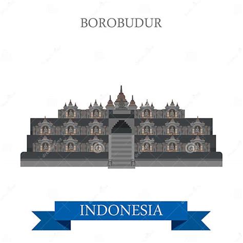 Borobudur Barabudur Buddhist Temple Indonesia Vector Attraction Stock