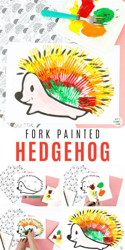 Fork Painted Hedgehog Art Project Arty Crafty Kids