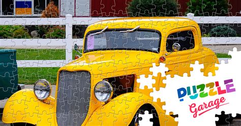 Yellow Vintage Car Jigsaw Puzzle Technics Auto Puzzle Garage