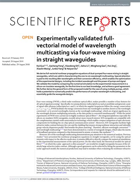 Pdf Experimentally Validated Full Vectorial Model Of Wavelength