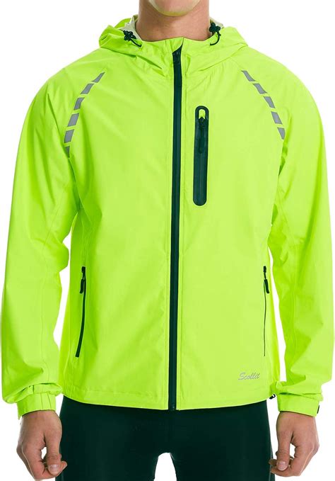 Mens Waterproof Cycling Rain Jackets Lightweight Hooded Packable