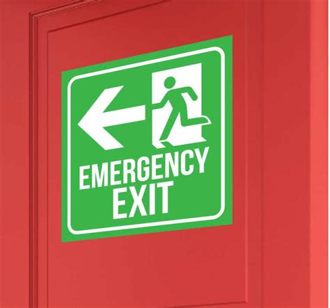 Emergency Exit Sign Sticker Tenstickers