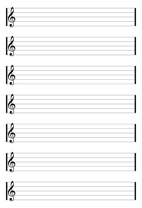 Sheet Music Notes With Treble Clefs In Black And White On Lined Paper