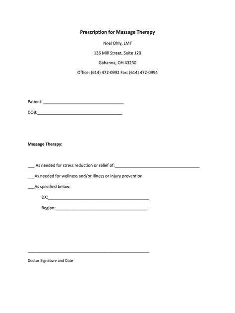 Prescription For Massage Therapy Form Fill Out And Sign Printable Pdf Template Airslate Signnow