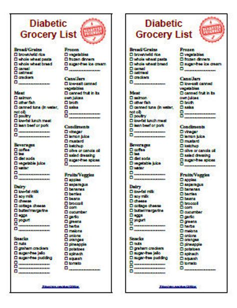 Well, then you are in the right section…. Diabetic Food Diet Grocery List 2 in 1 Printable Instant ...